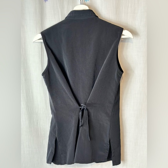 Kathy Lee Collection - Womens Sleeveless Button-Down TOP Sz S Tunic TIES - BLACK - Picture 2 of 11